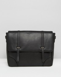 Кожаная сумка‑сэтчел с металлическими застежками ASOS - Черный