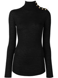 buttoned shoulder turtleneck Balmain