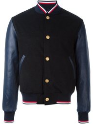 куртка-бомбер с кожаными рукавами Thom Browne