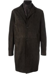 однобортное кожаное пальто  Canali