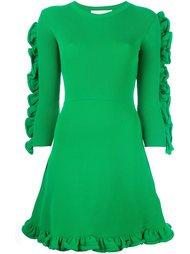 ruffled details short ribbed dress Victoria Victoria Beckham