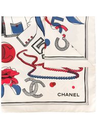 шарф с цветочным принтом Chanel Vintage