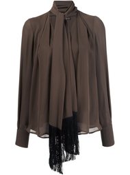 fringed neck tie blouse Plein Sud