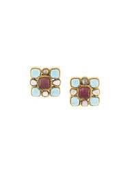 square gripoix clip-on earrings Chanel Vintage