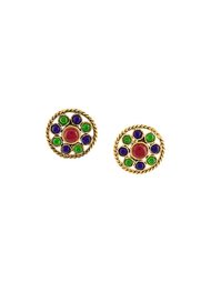 oversized gripoix clip-on stud earrings Chanel Vintage