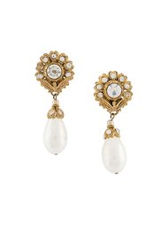 flower head drop clip-on earrings Chanel Vintage