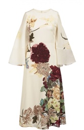 Шелковое платье с цветочным принтом и кейпом Valentino