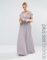 Платье макси с открытыми плечами и запахом Tfnc Plus Wedding
