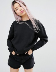 Трикотажный oversize-свитшот Monki - Черный