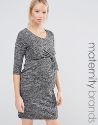 Меланжевое трикотажное платье для беременных с рукавами 3/4 Mamaliciou Mama.Licious