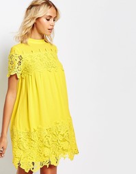 Платье с присборенной юбкой и кружевными вставками Fashion Union