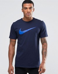 Синяя футболка с логотипом-галочкой Nike 696699-452 - Синий