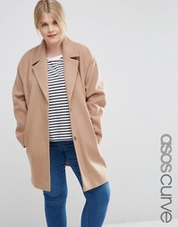 Пальто-кокон ASOS CURVE - Кэмел