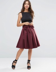 Атласная юбка для выпускного ASOS - Темно-бордовый