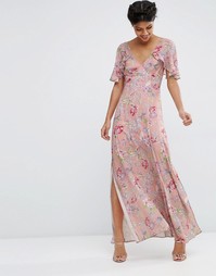 Платье макси с цветочным принтом ASOS - Мульти