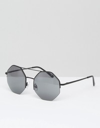 Черные солнцезащитные очки в шестиугольной оправе ASOS - Черный