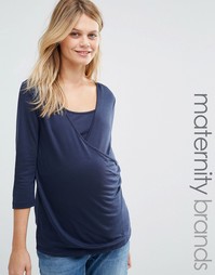 Топ для кормящих мам с запахом Mamalicious - Темно-синий Mama.Licious