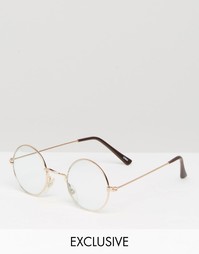 Очки с прозрачными стеклами Reclaimed Vintage - Золотой