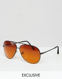 Солнцезащитные очки-авиаторы Reclaimed Vintage - Черный
