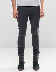 Удлиненные джинсы скинни с напылением ASOS - Черный