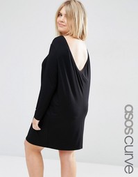 Платье мини со свободным вырезом сзади ASOS CURVE - Черный