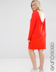 Платье мини со свободным вырезом сзади ASOS CURVE - Красный