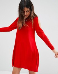 Трикотажное платье с открытыми плечами ASOS - Красный