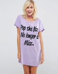 Oversize-футболка с принтом Pop The Fizz No Longer A Miss ASOS BRIDAL