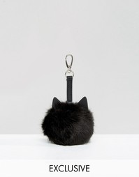 Подвеска для сумки с дизайном кошки и помпоном Skinnydip - Черный