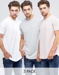 3 футболки (белая/серая меланжевая/розовая) ASOS - СКИДКА 17%