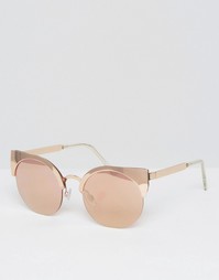 Розово-золотистые солнцезащитные очки кошачий глаз Monki