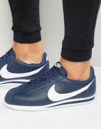 Синие кожаные кроссовки Nike Classic Cortez 749571-414 - Синий