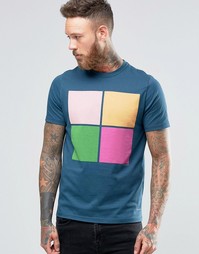 Синяя футболка с 4 квадратными принтами Paul Smith - Petrol blue