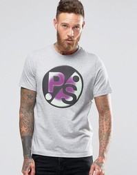 Серая футболка с большим принтом PS Paul Smith - Серый