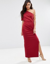 Платье макси на одно плечо ASOS - Темно-бордовый
