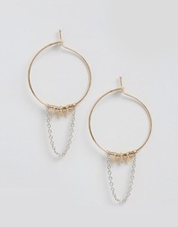 Серьги-кольца с подвесками-цепочками ASOS - Смешанные металлы