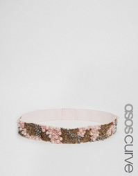 Ремень с отделкой жемчугом и бисером ASOS CURVE Co-Ord - Розовый