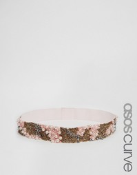 Ремень с отделкой жемчугом и бисером ASOS CURVE Co-Ord - Розовый