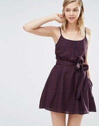 Платье в клеточку с ремнем Jack Wills - Темно-синий и сливовый