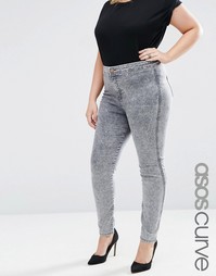 Серые джеггинсы с эффектом кислотной стирки ASOS CURVE Rivington