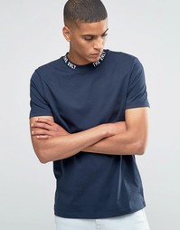 Темно-синяя футболка с высокой горловиной ASOS - Темно-синий