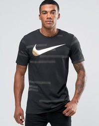 Черная футболка с золотистым принтом Nike 835759-010 - Черный