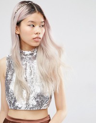 Обруч для волос с жемчугом и листьями ASOS - Кремовый