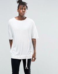 Белая oversize‑футболка с затягивающимся шнурком по низу ASOS - Белый