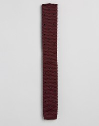 Бордовый трикотажный галстук в горошек ASOS - Burgundy