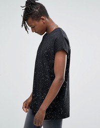 Oversize-футболка с серебристым принтом брызг ASOS - Черный