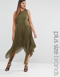 Плиссированное платье миди без рукавов Lovedrobe - Зеленый