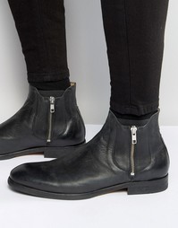Кожаные ботинки на молнии Hudson London Mitchell - Черный