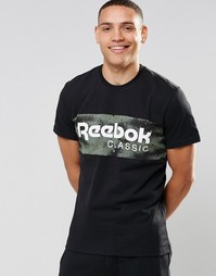 Черная камуфляжная футболка Reebok Spray AY1158 - Черный
