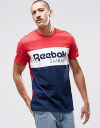 Красная футболка в полоску с круглым вырезом Reebok Archive AY1156